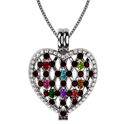 Elegant Swirl Birthstone Mothers Necklace